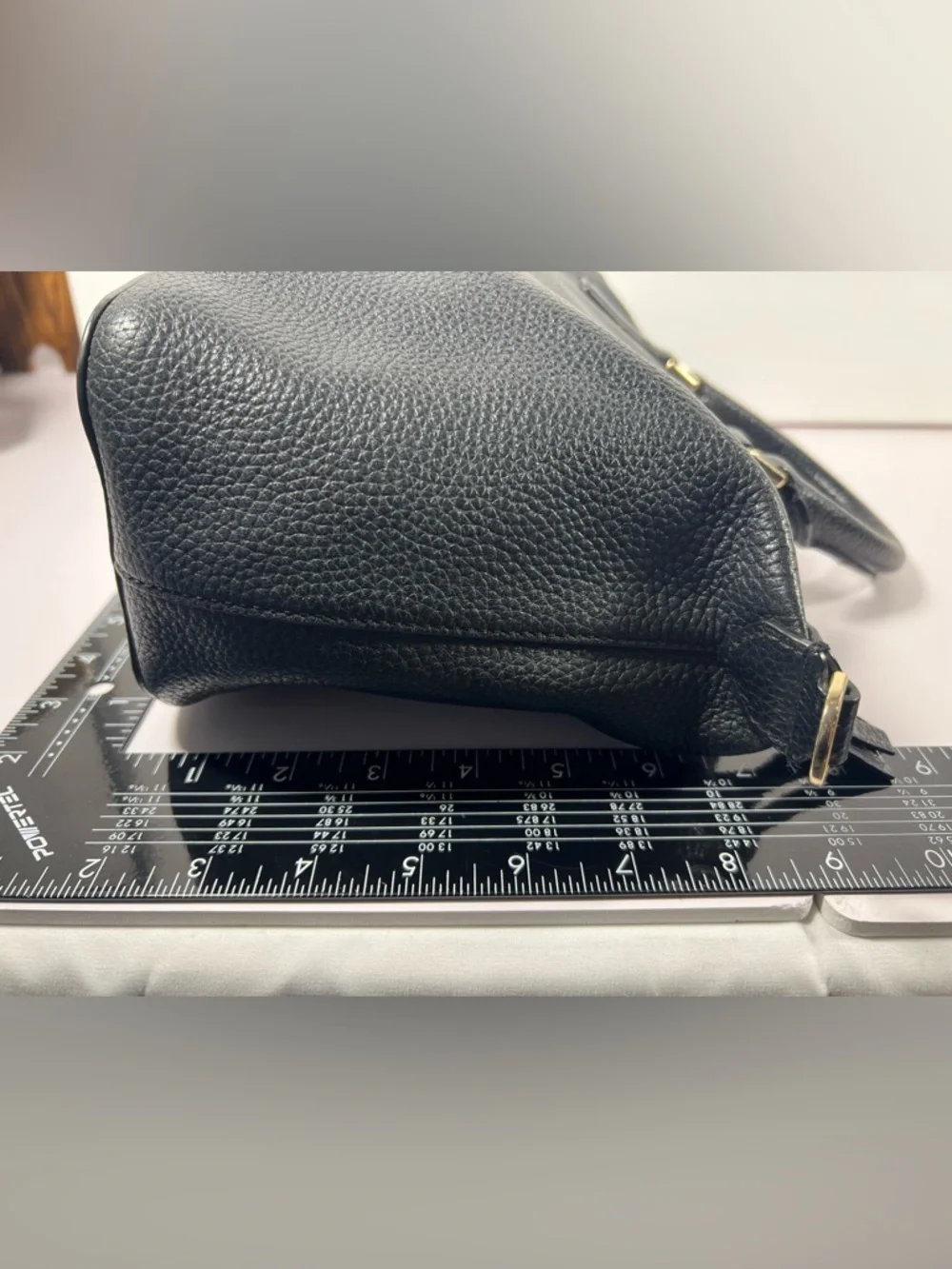 4071: Tory Burch Black Pebbled Leather Satchel Shoulder Bag